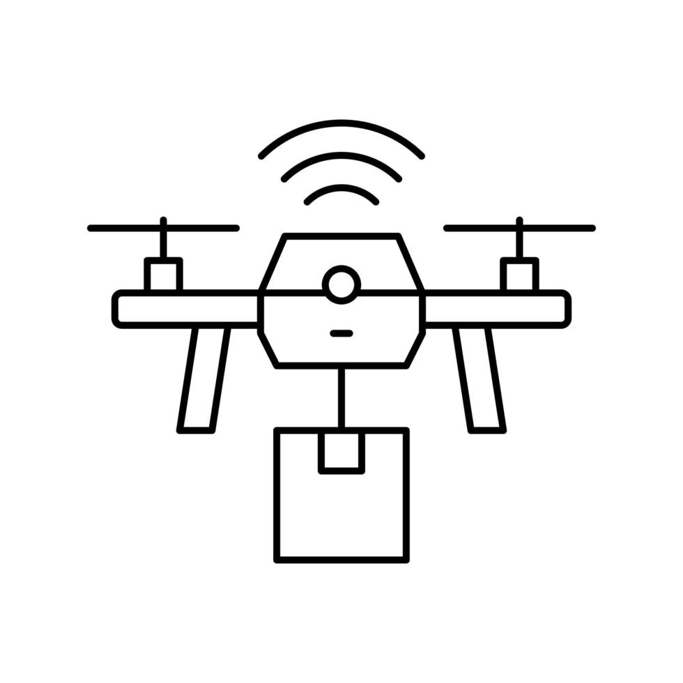 illustrazione vettoriale dell'icona della linea di consegna del drone