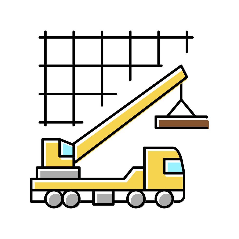 illustrazione vettoriale dell'icona a colori dei materiali da costruzione di sollevamento della gru