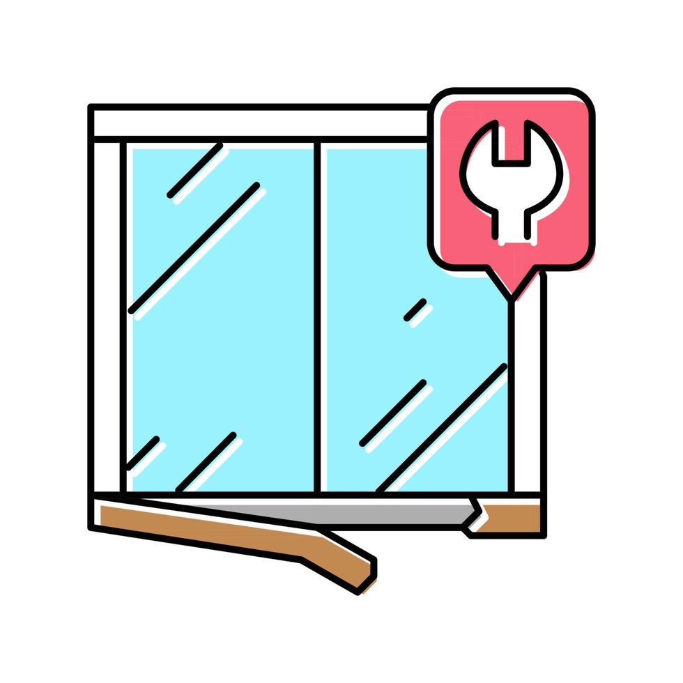 illustrazione vettoriale dell'icona del colore di riparazione del telaio della finestra