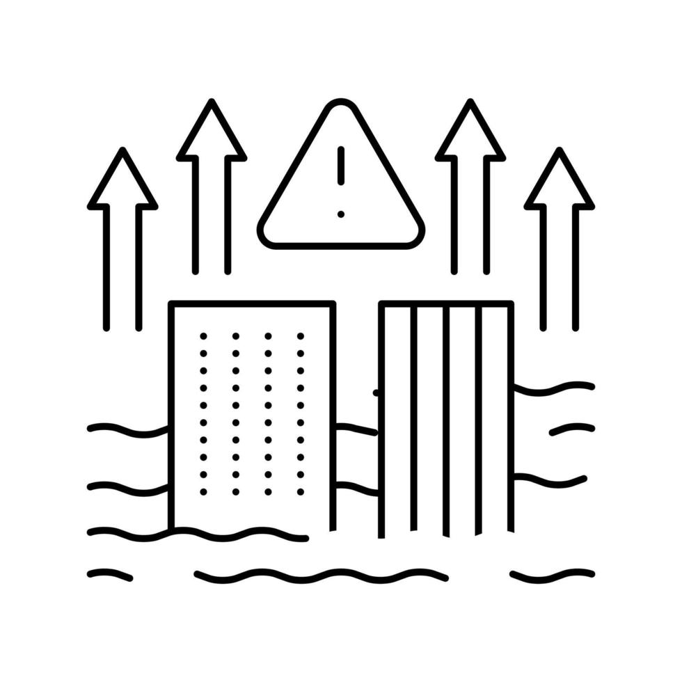 illustrazione vettoriale dell'icona della linea del problema del livello del mare