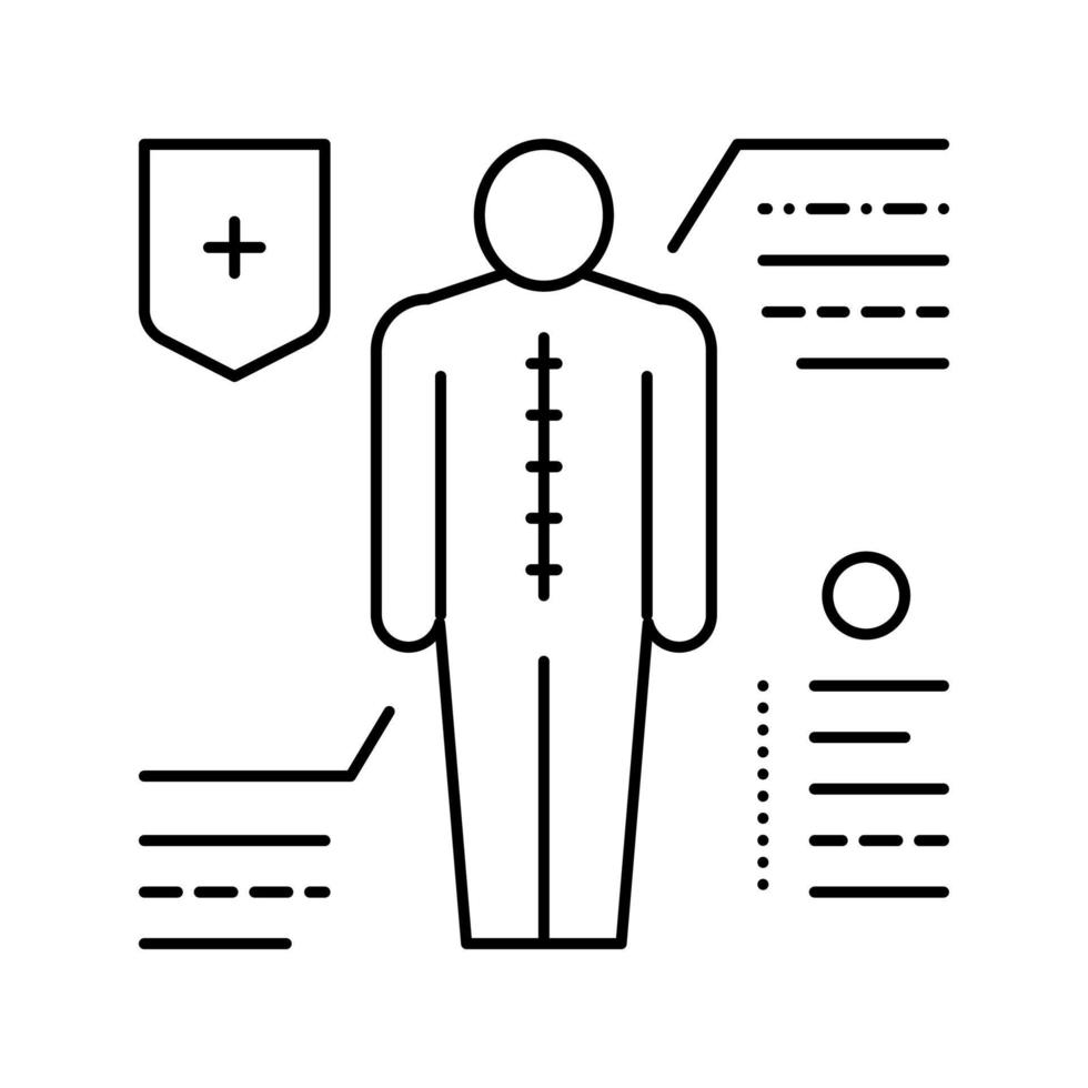 prevenzione scoliosi linea icona vettore illustrazione