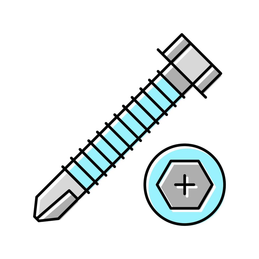 arrotondato testa vite colore icona vettore illustrazione