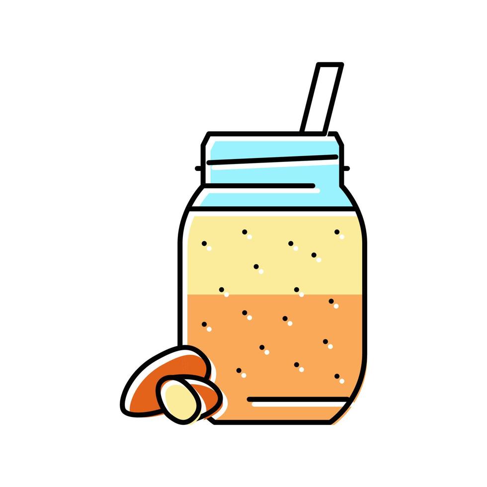 mandorla latte frullato frutta succo cibo colore icona vettore illustrazione