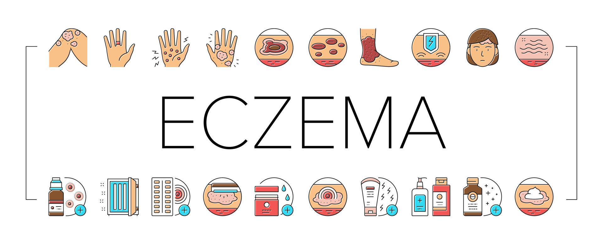 eczema malattia cura raccolta icone set vettore