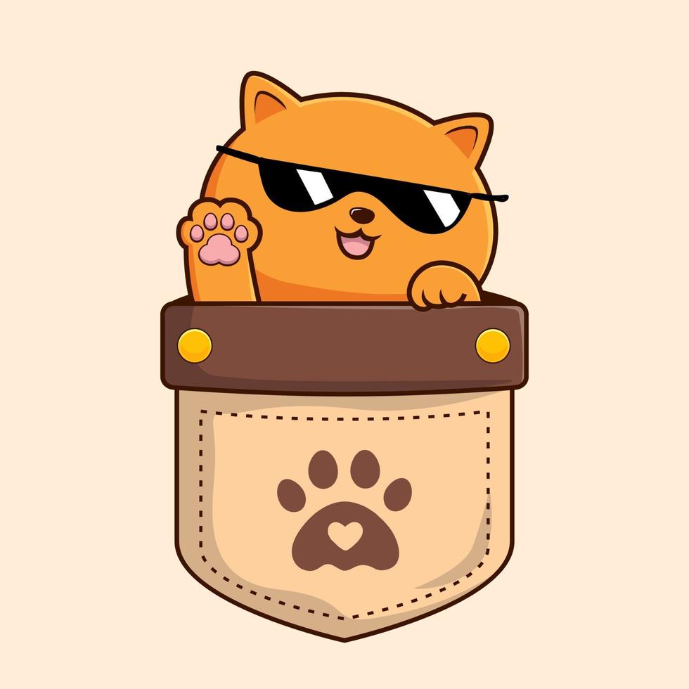 arancia gatto nel tasca cartone animato freddo con occhiali da sole - arancia gattino gatto vettore