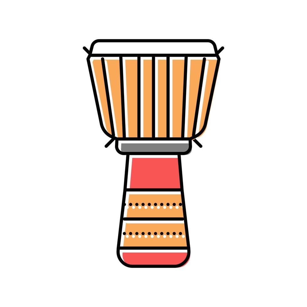 illustrazione vettoriale dell'icona del colore dello strumento del tamburo djembe