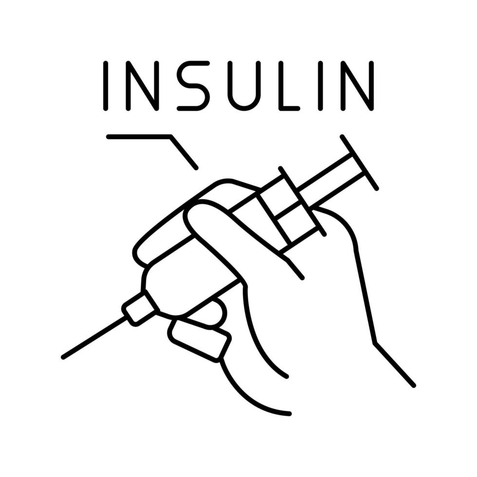 illustrazione vettoriale dell'icona della linea della siringa da insulina