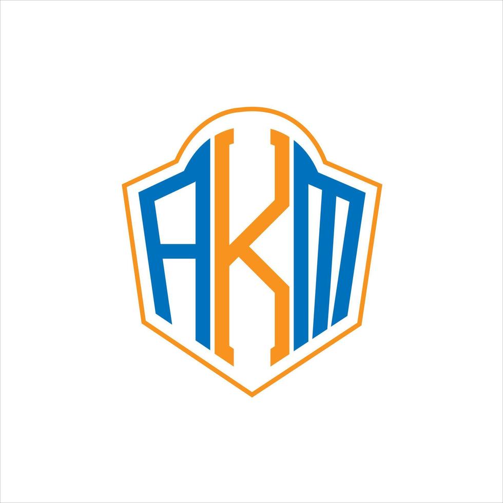 akm astratto monogramma scudo logo design su bianca sfondo. akm creativo iniziali lettera logo. vettore