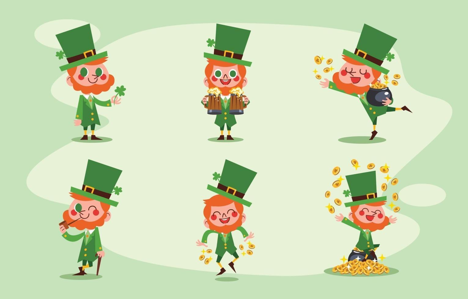 simpatica collezione di personaggi del concetto di leprechaun di san patrizio vettore