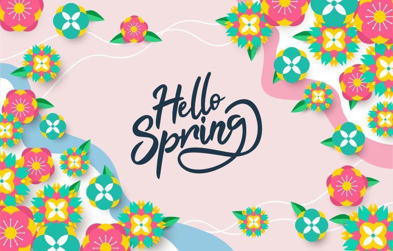 carta da parati primavera con fiori colorati vettore