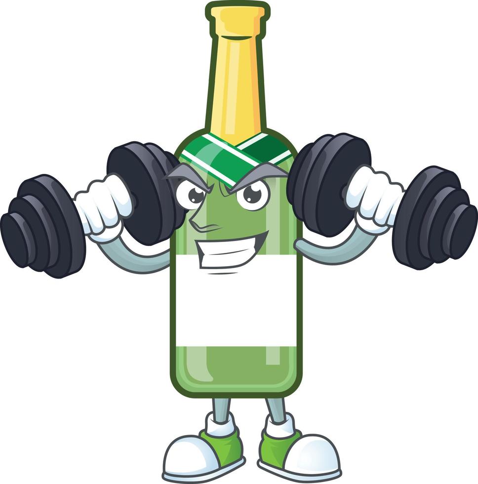 Champagne verde bottiglia cartone animato vettore