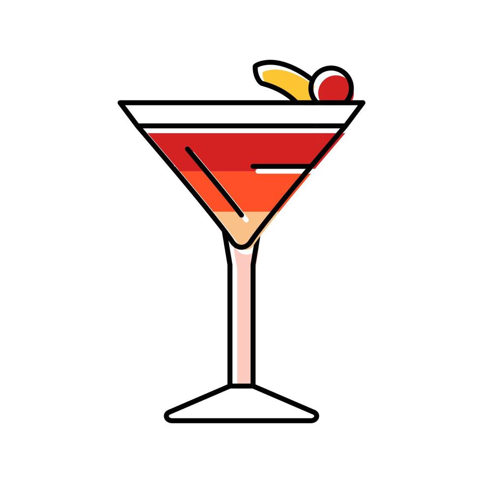 Manhattan cocktail bicchiere bevanda colore icona vettore illustrazione