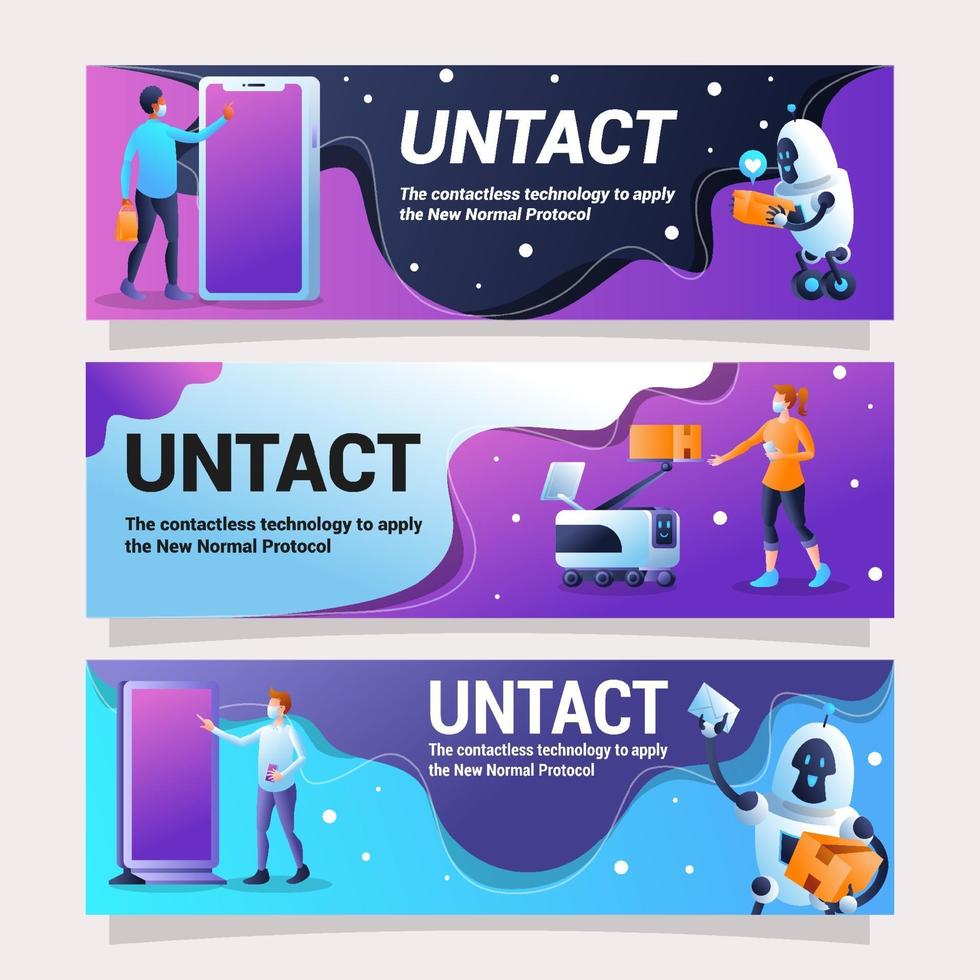 design di banner untact che rappresenta la tecnologia contactless vettore