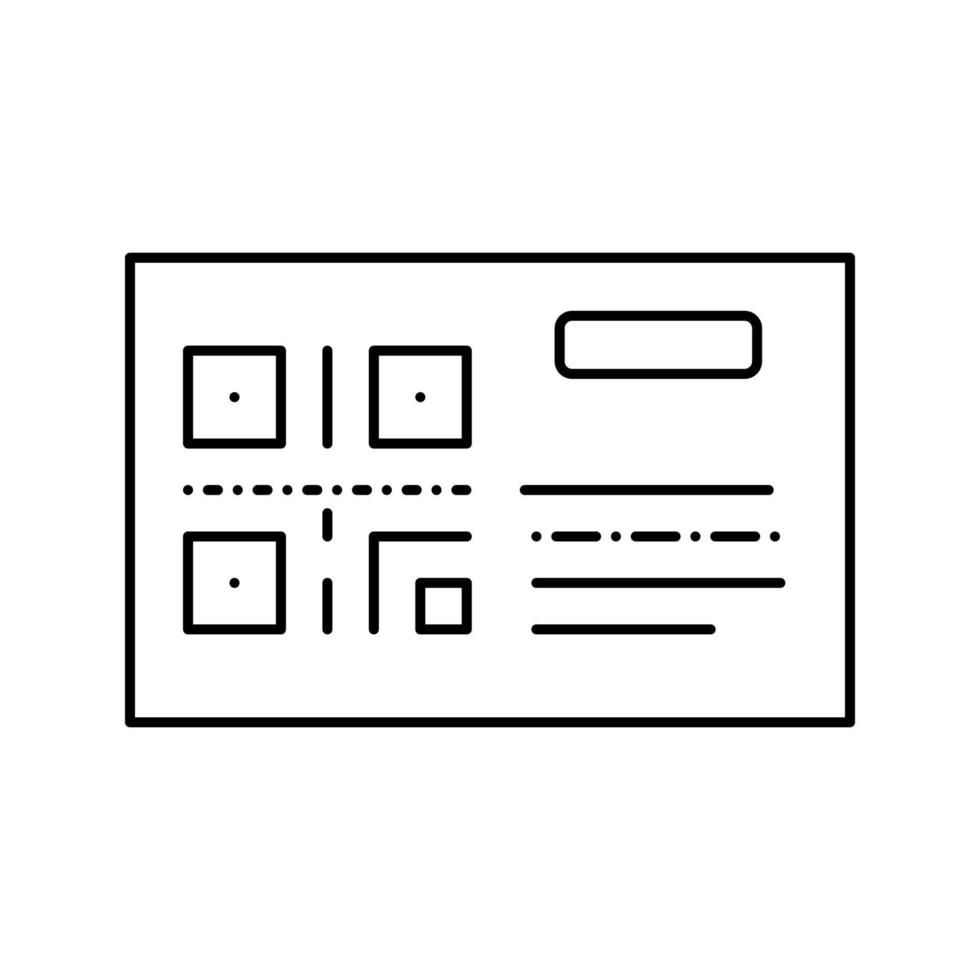 codice a barre sull'illustrazione isolata del vettore dell'icona della linea del biglietto di trasporto