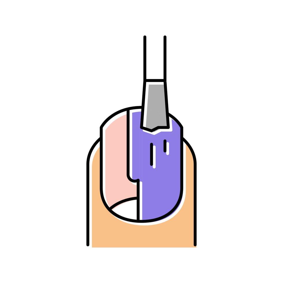 illustrazione vettoriale dell'icona del colore della procedura dello smalto per unghie