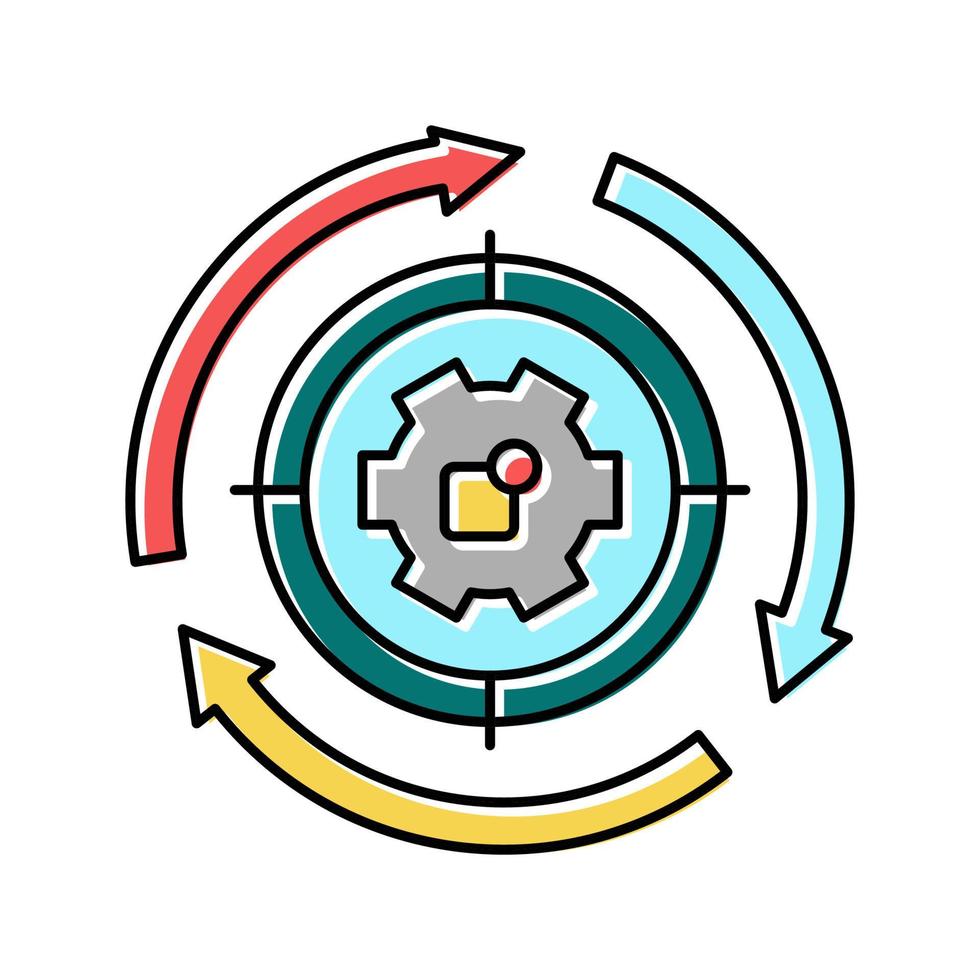 illustrazione vettoriale dell'icona del colore del processo di lavoro del sistema