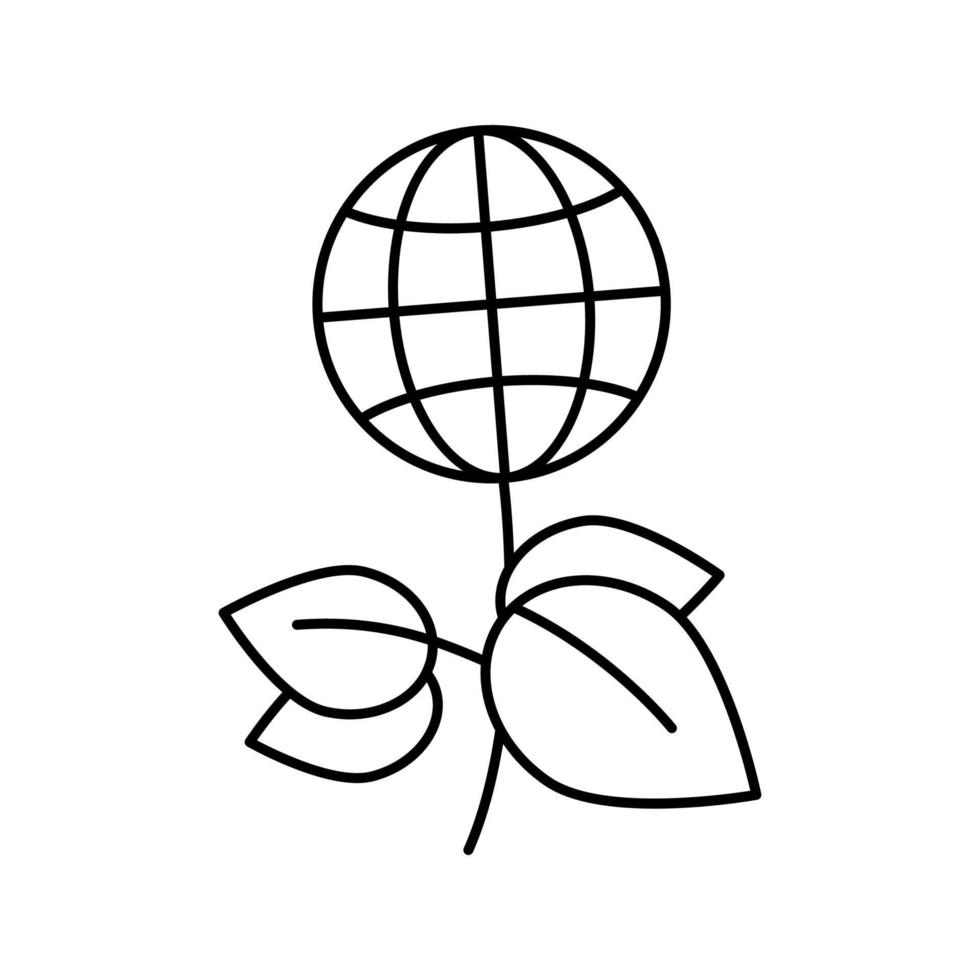 illustrazione vettoriale dell'icona della linea dell'ecosistema del pianeta delle piante verdi