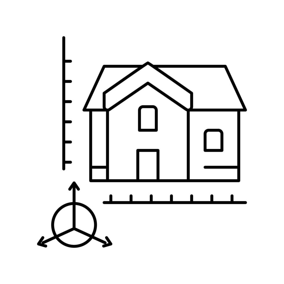 illustrazione vettoriale dell'icona della linea di modellazione della costruzione della casa