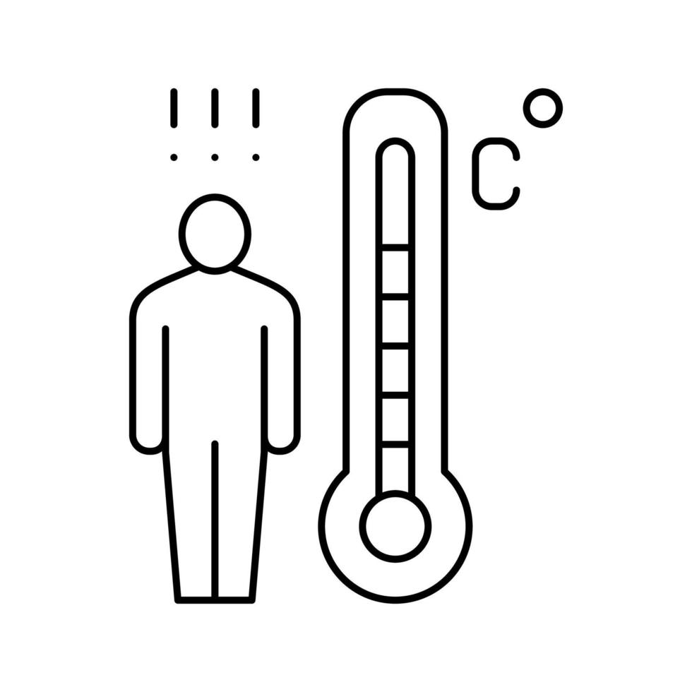 illustrazione vettoriale dell'icona della linea ad alta temperatura del paziente