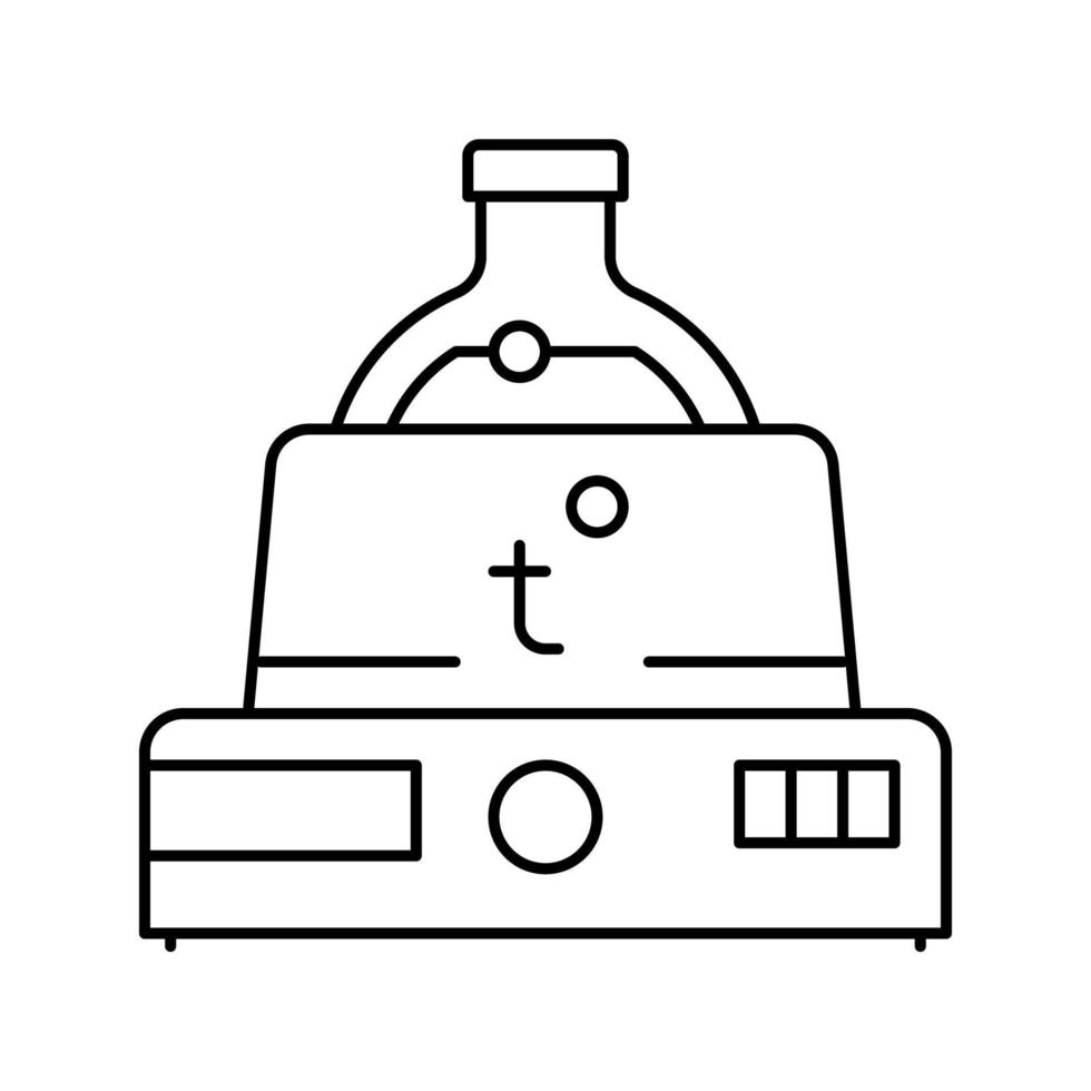 illustrazione isolata del vettore dell'icona della linea di apparecchiature di riscaldamento del laboratorio chimico
