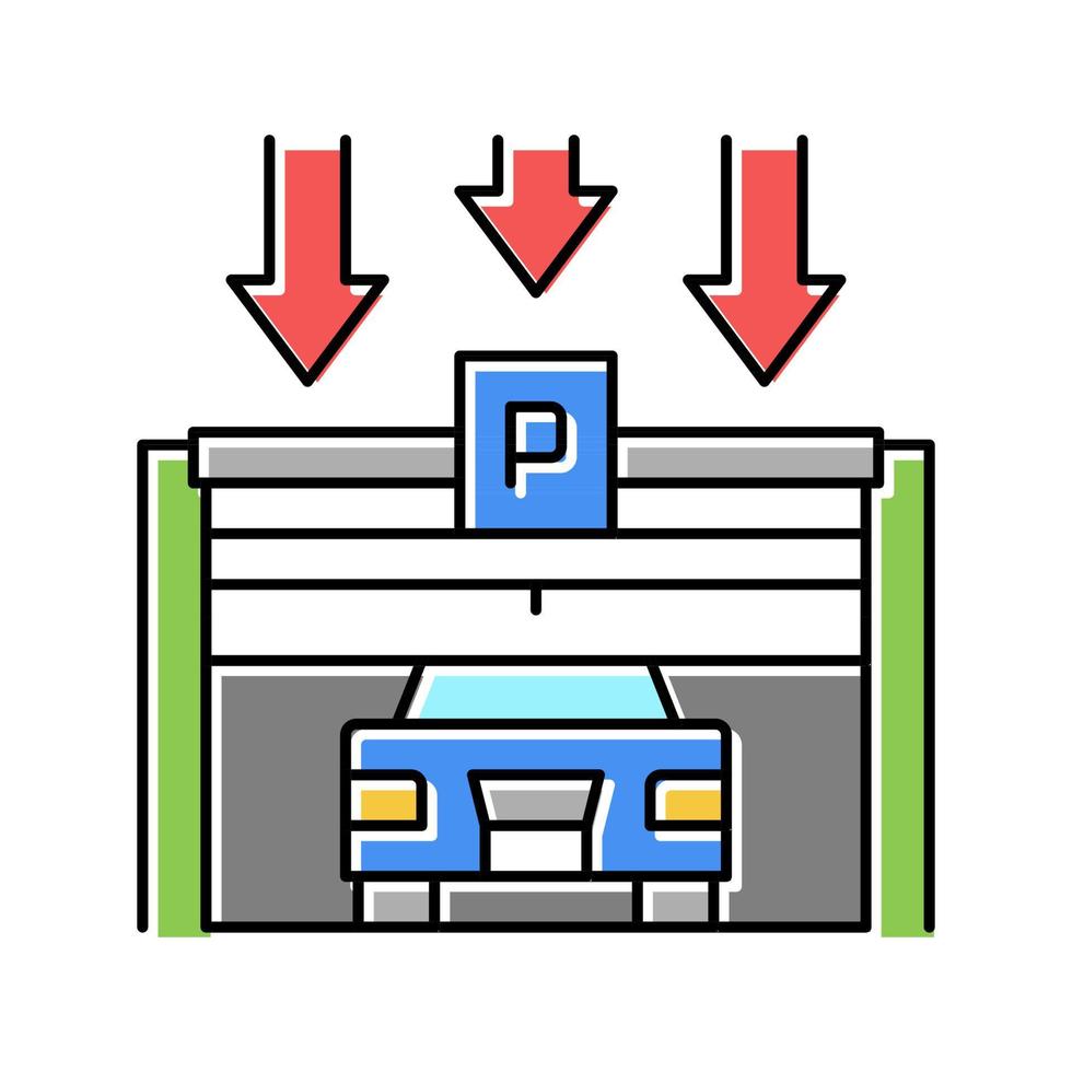 illustrazione vettoriale dell'icona del colore del parcheggio di chiusura del cancello