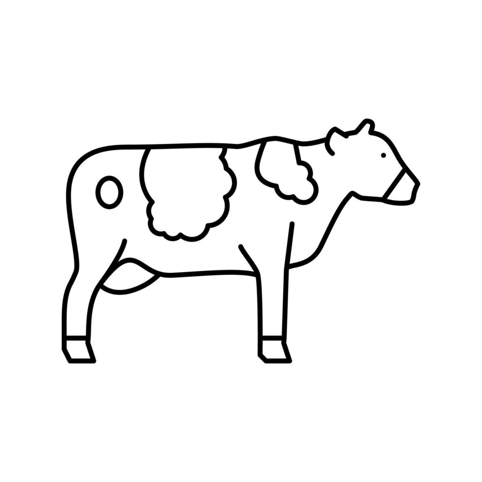 illustrazione vettoriale dell'icona della linea dell'animale domestico della mucca