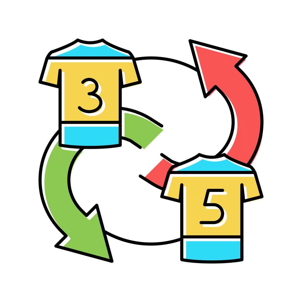 scambio Giocatori maglietta colore icona vettore illustrazione