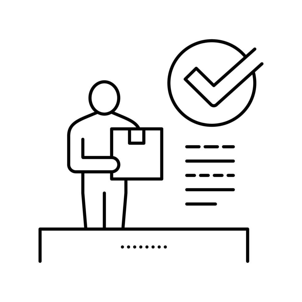 illustrazione vettoriale dell'icona della linea del pacco ricevuta dal cliente