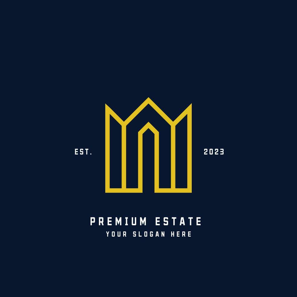 premio tenuta o Casa logo design illustrazione. semplice monogramma lusso geometrico residenza vero tenuta edificio creativo simbolo icona vettore idea. pulito Linee minimalista forma stile moderno colori