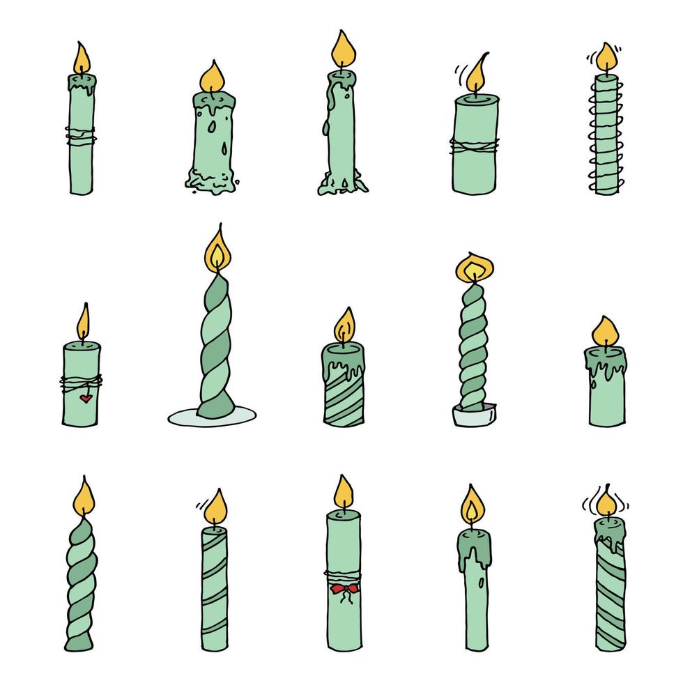 ardente compleanno candela impostare. singolo scarabocchio illustrazione. mano disegnato clipart per carta, logo, design vettore