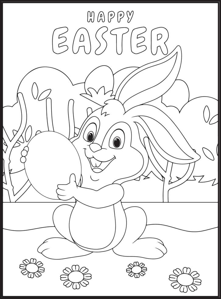 contento Pasqua colorazione pagine per bambini vettore