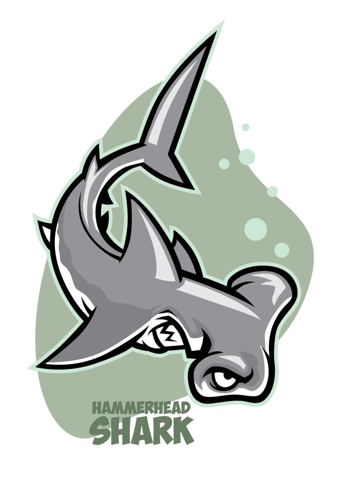 testa di martello squalo cartone animato stile vettore