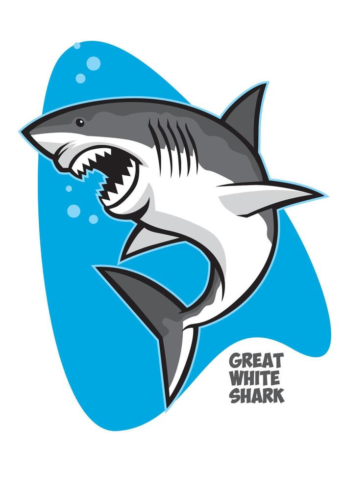 grande bianca squalo portafortuna logo stile vettore
