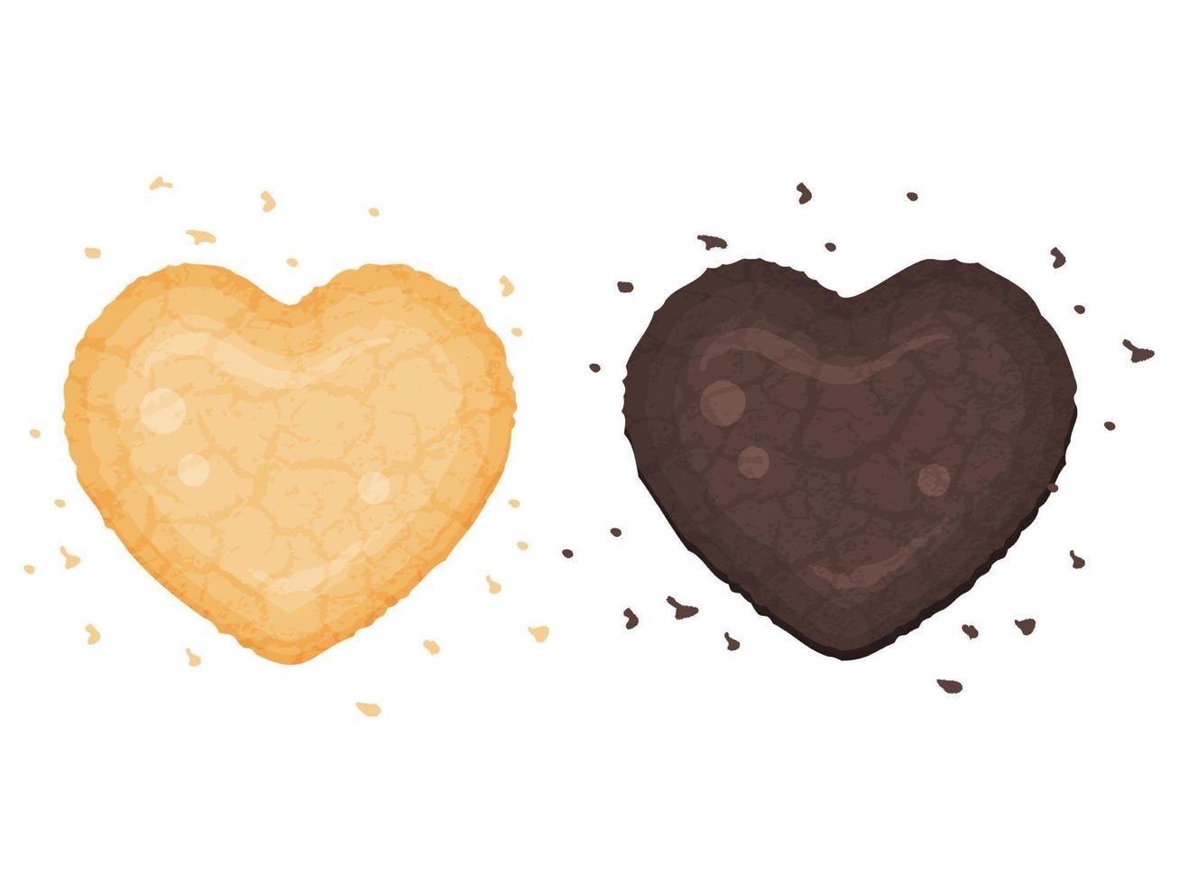 biscotti nel il forma di un' cuore. isolato su bianca. vettore illustrazione. cartone animato stile.