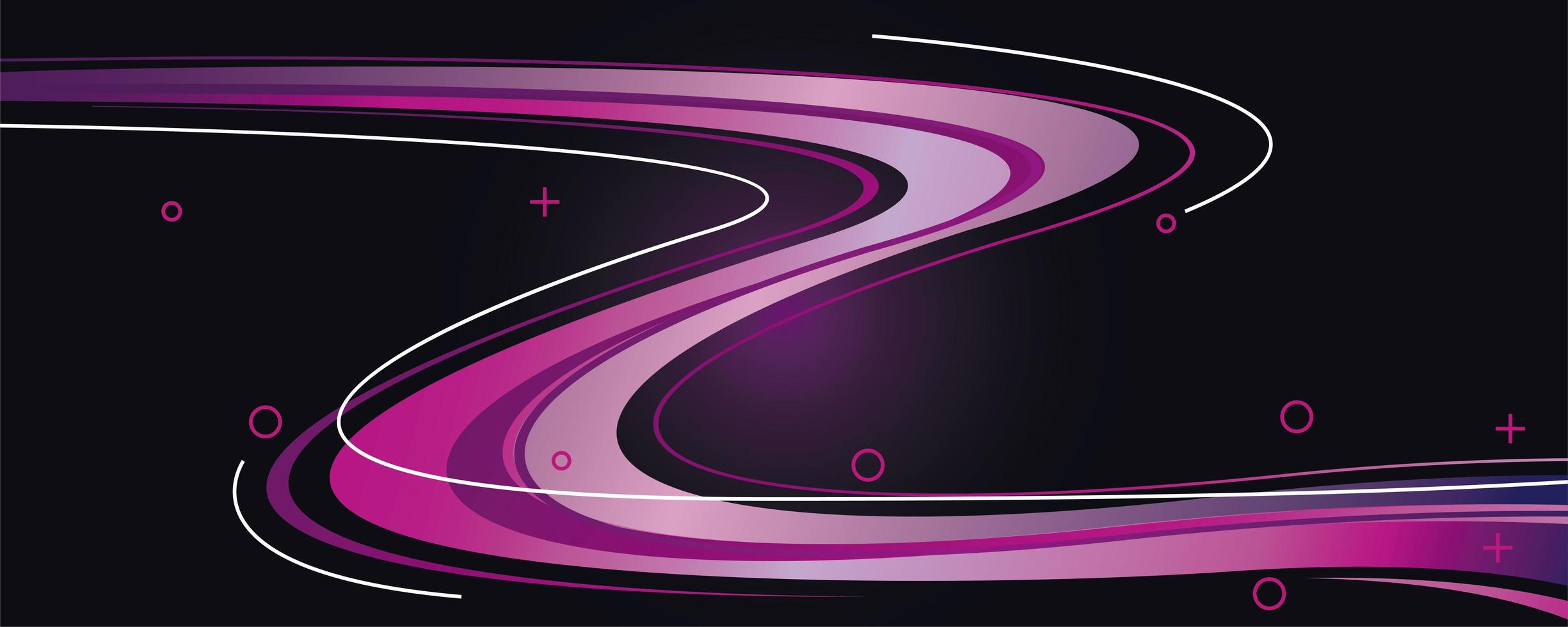 sentiero di luce colorata in sfondo viola vettore