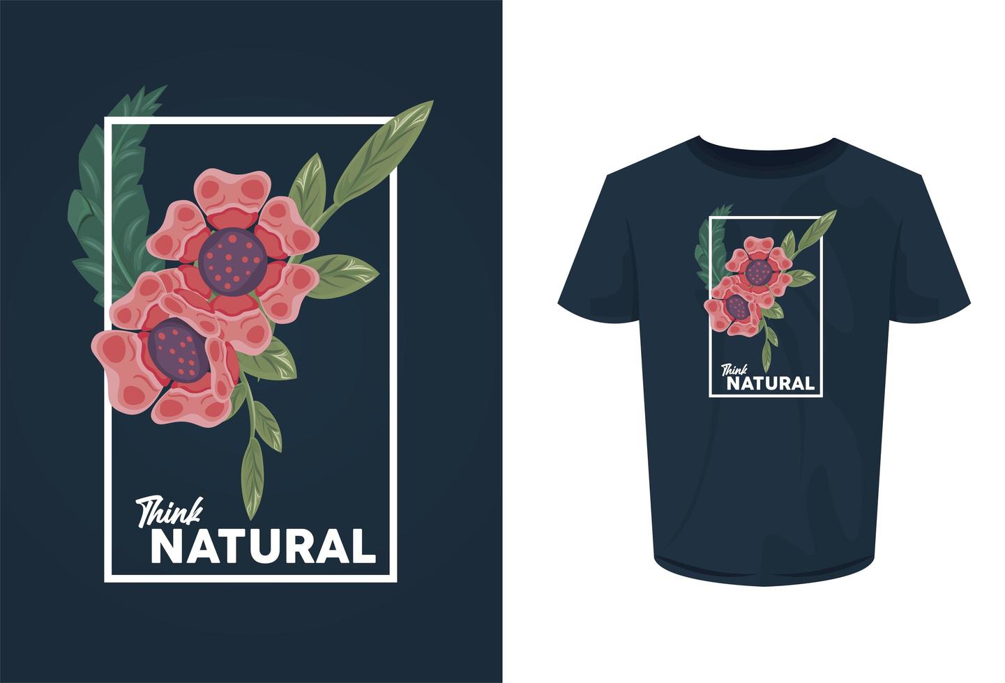 pensa alla stampa naturale della camicia con fiori vettore