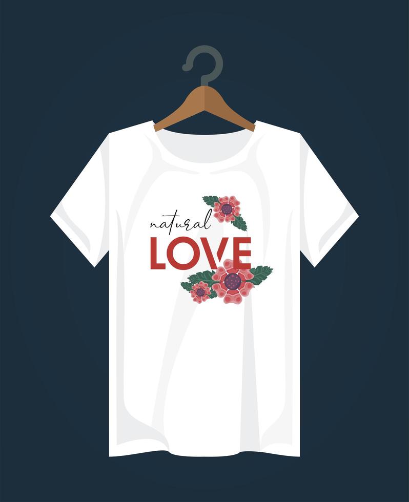 love shirt print con fiori vettore