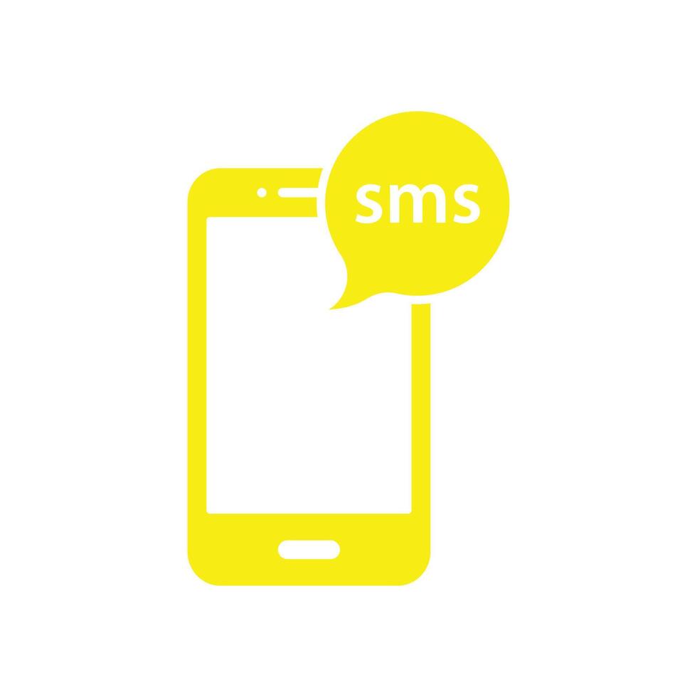 eps10 giallo vettore smartphone e-mail o sms astratto icona o logo isolato su bianca sfondo. mobile posta simbolo nel un' semplice piatto di moda moderno stile per il tuo sito web disegno, e mobile App