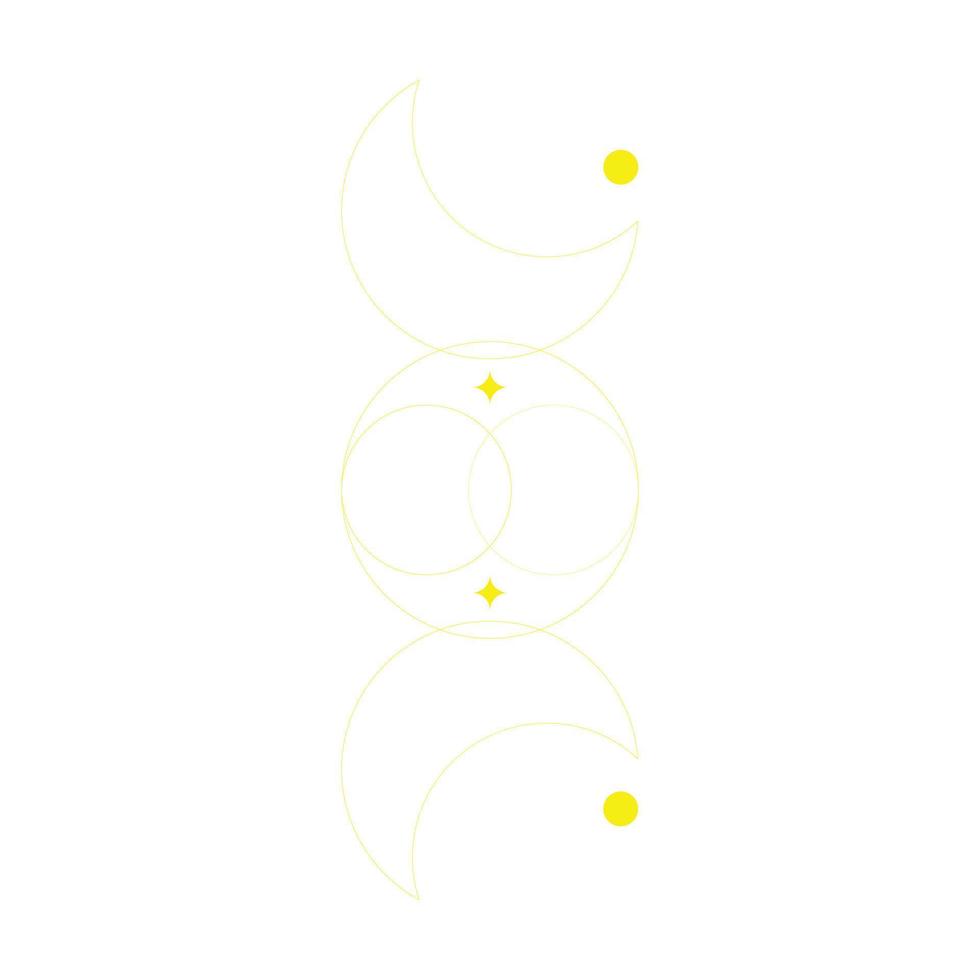 eps10 giallo vettore astratto linea arte di Luna con splendente stelle isolato su bianca sfondo