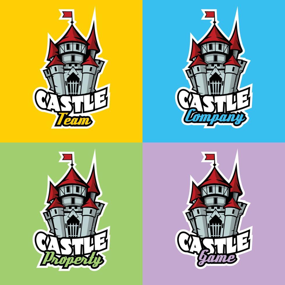 castello logo impostato per squadra, azienda, proprietà e gioco. vettore