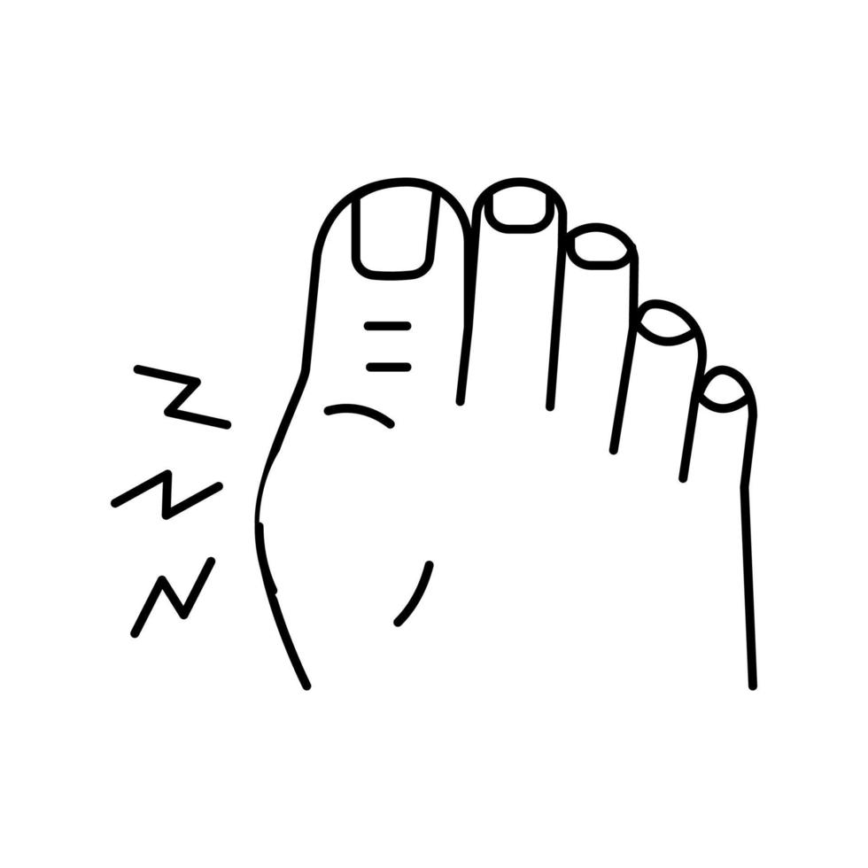 dolore nel grande dito del piede linea icona vettore illustrazione