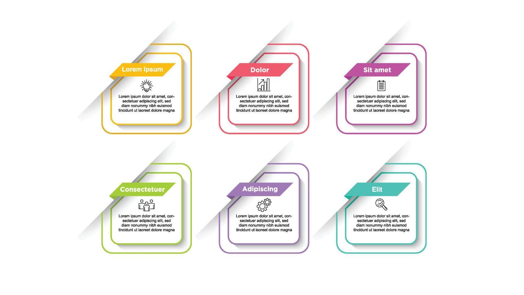 attività commerciale infografica modello. sequenza temporale con 6 passi, opzioni e marketing icone. per contenuto, diagramma, diagramma di flusso, passi, parti, sequenza temporale infografica, flusso di lavoro, grafico. vettore