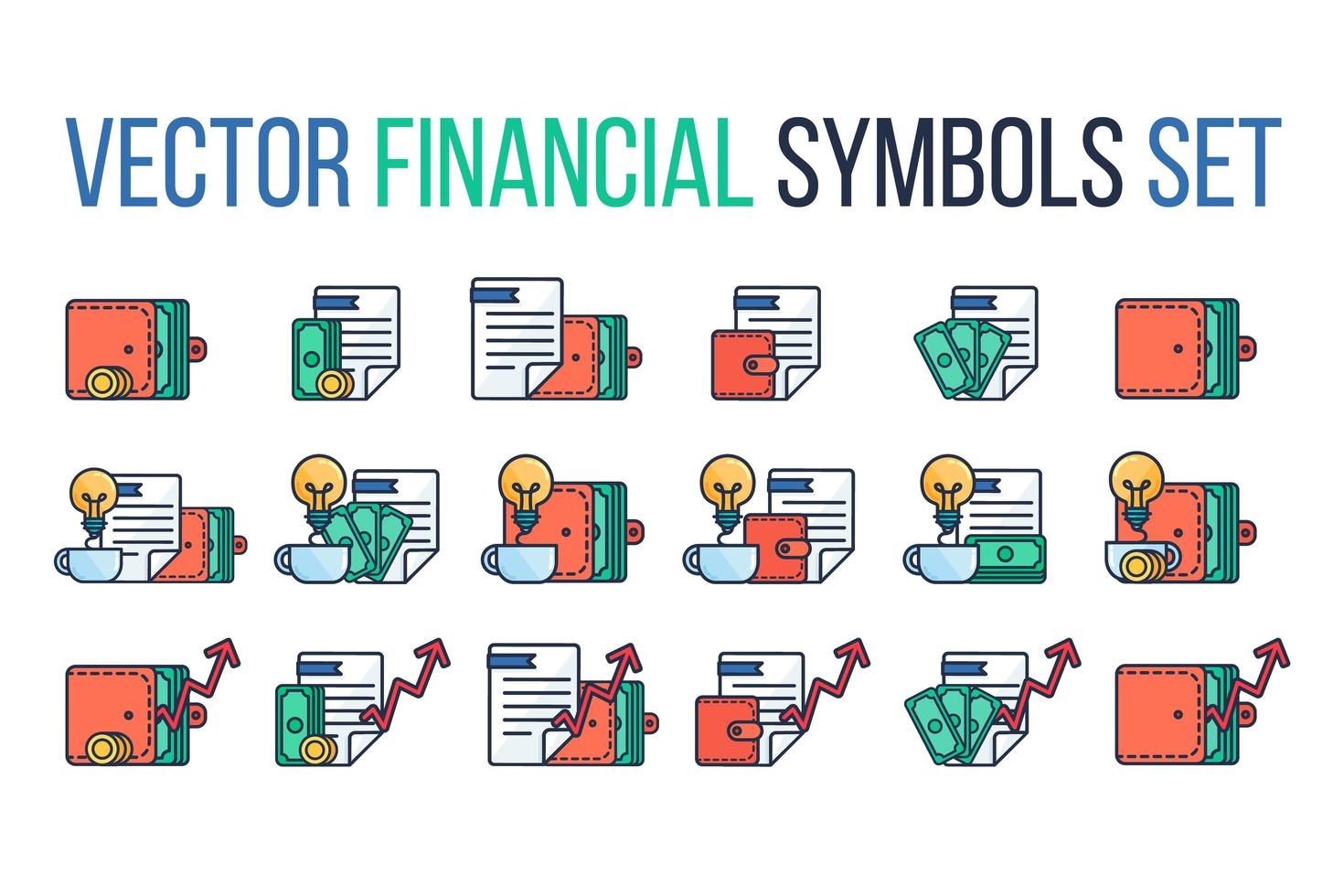 set di simboli finanziari vettore