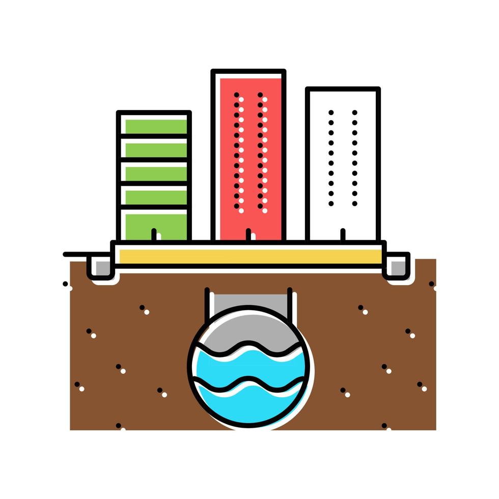 illustrazione vettoriale dell'icona del colore del sistema di drenaggio urbano