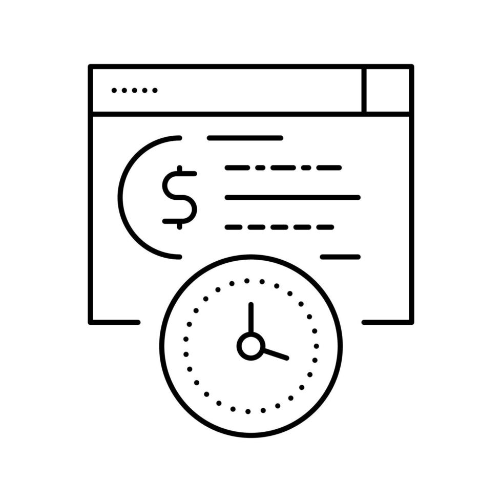 tempo per l'illustrazione vettoriale dell'icona della linea di prestito di pagamento