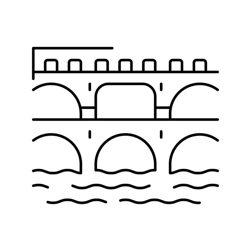 acquedotto antica roma linea di costruzione icona illustrazione vettoriale