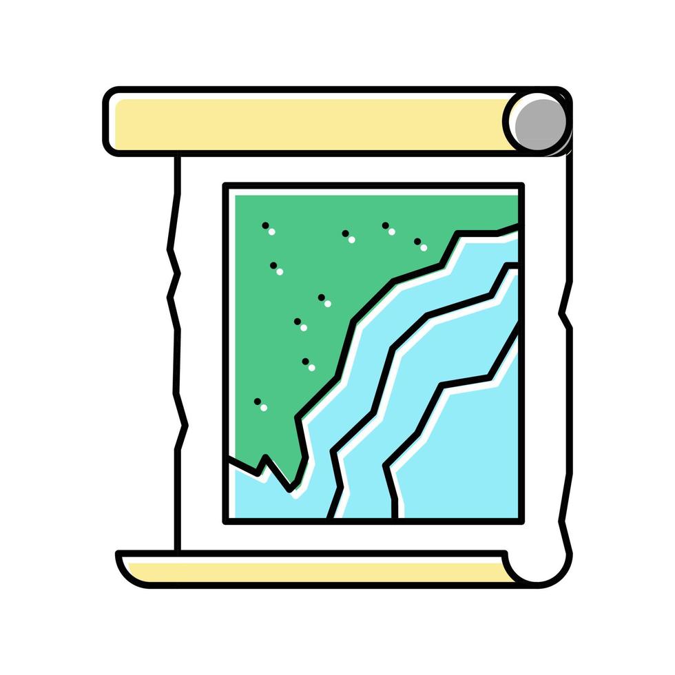 illustrazione vettoriale dell'icona del colore del rotolo di mappa