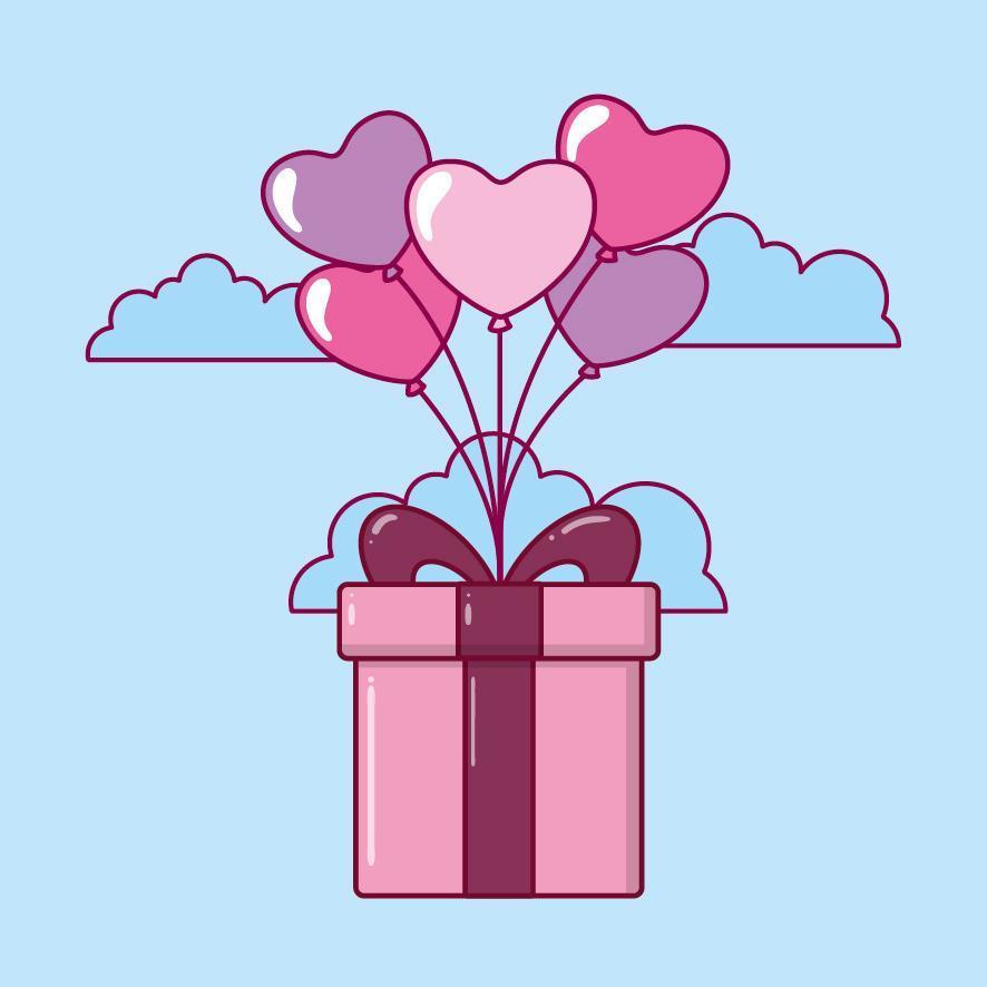 design di San Valentino con simpatica confezione regalo vettore