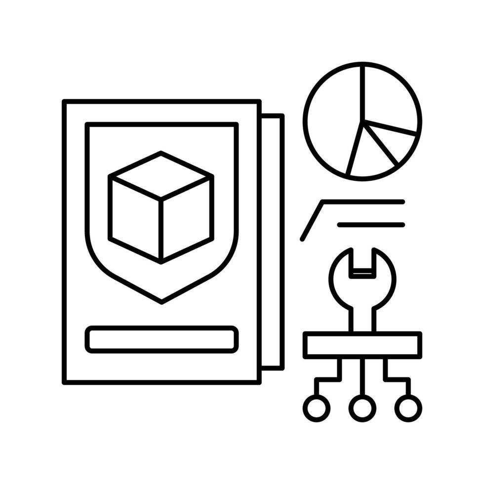 illustrazione vettoriale dell'icona della linea di sviluppo e miglioramento del prototipo