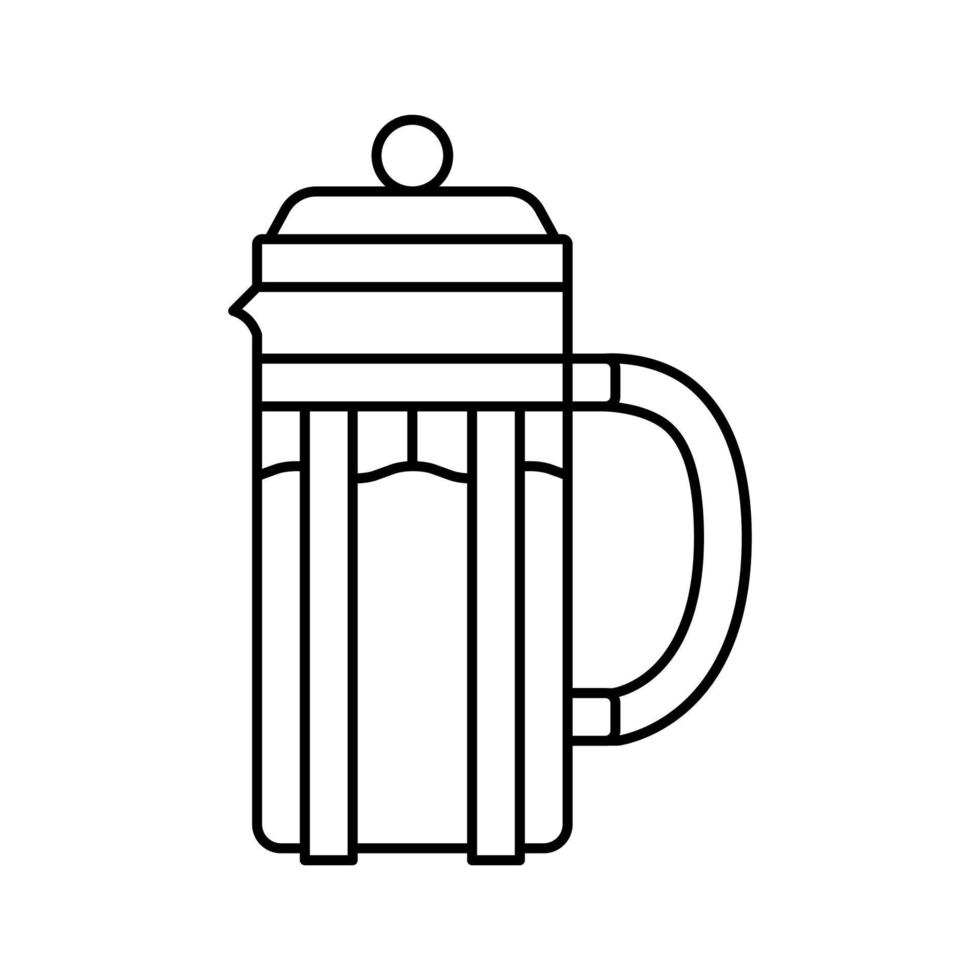 illustrazione vettoriale dell'icona della linea dello strumento del caffè della stampa francese